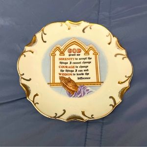 Vtg 8" Wall Hanging Decorative Collectible Plate God Grant Me Serenity 18 Karat